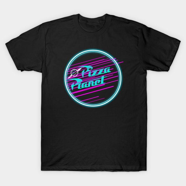 Neon Pizza Planet T-Shirt by abuddie4